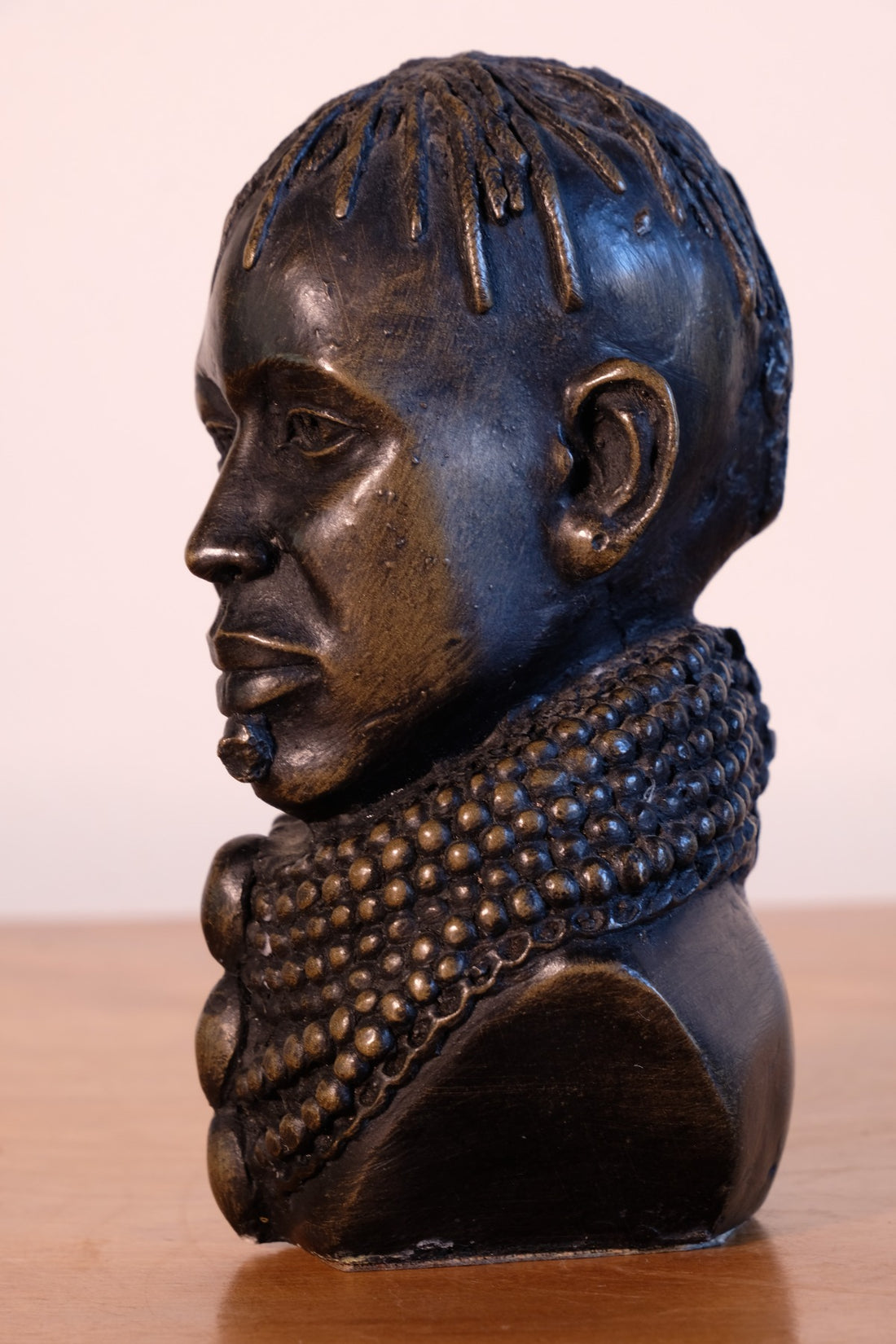 african tribal portrait bust sculpture detailed beading