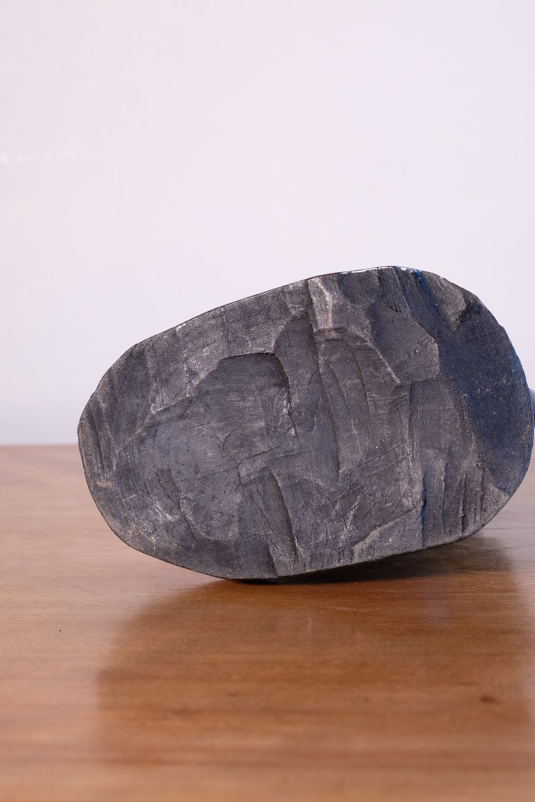 Mid century modernist carved wooden kneeling female nude sculpture with ebonised finish