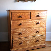 Victorian Scottish Satin Birch Chest Of Drawers With Plinth Drawer
