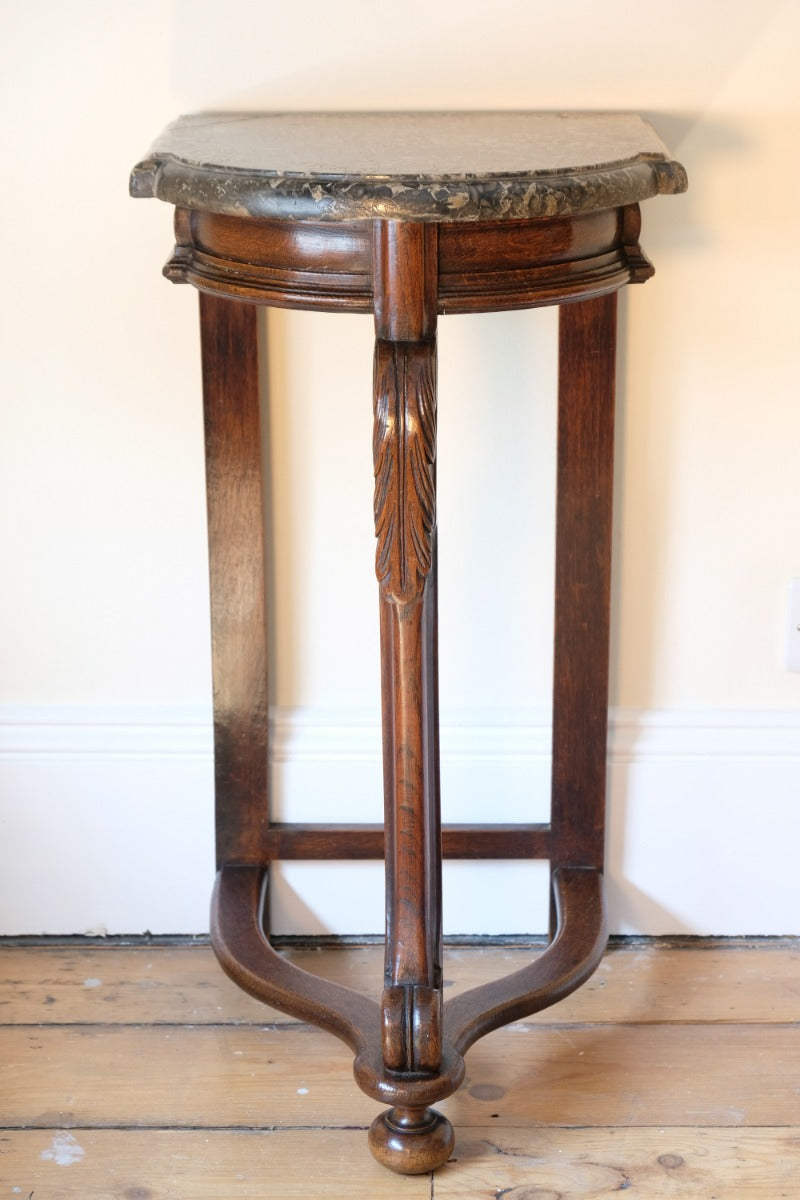 Mahogany & Marble Serpentine Console Table