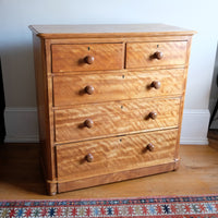 Victorian Scottish Satin Birch Chest Of Drawers With Plinth Drawer