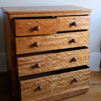 Victorian Scottish Satin Birch Chest Of Drawers With Plinth Drawer