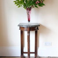 Mahogany & Marble Serpentine Console Table