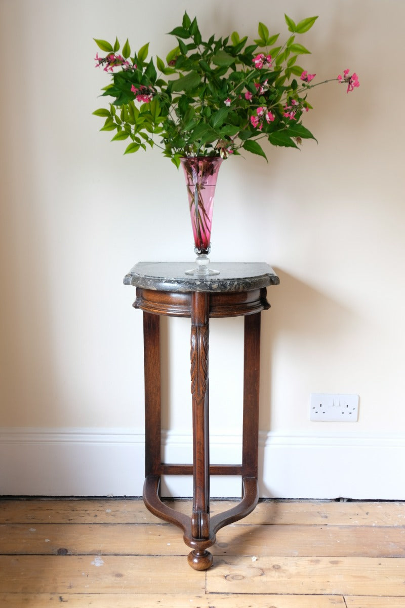 Mahogany & Marble Serpentine Console Table