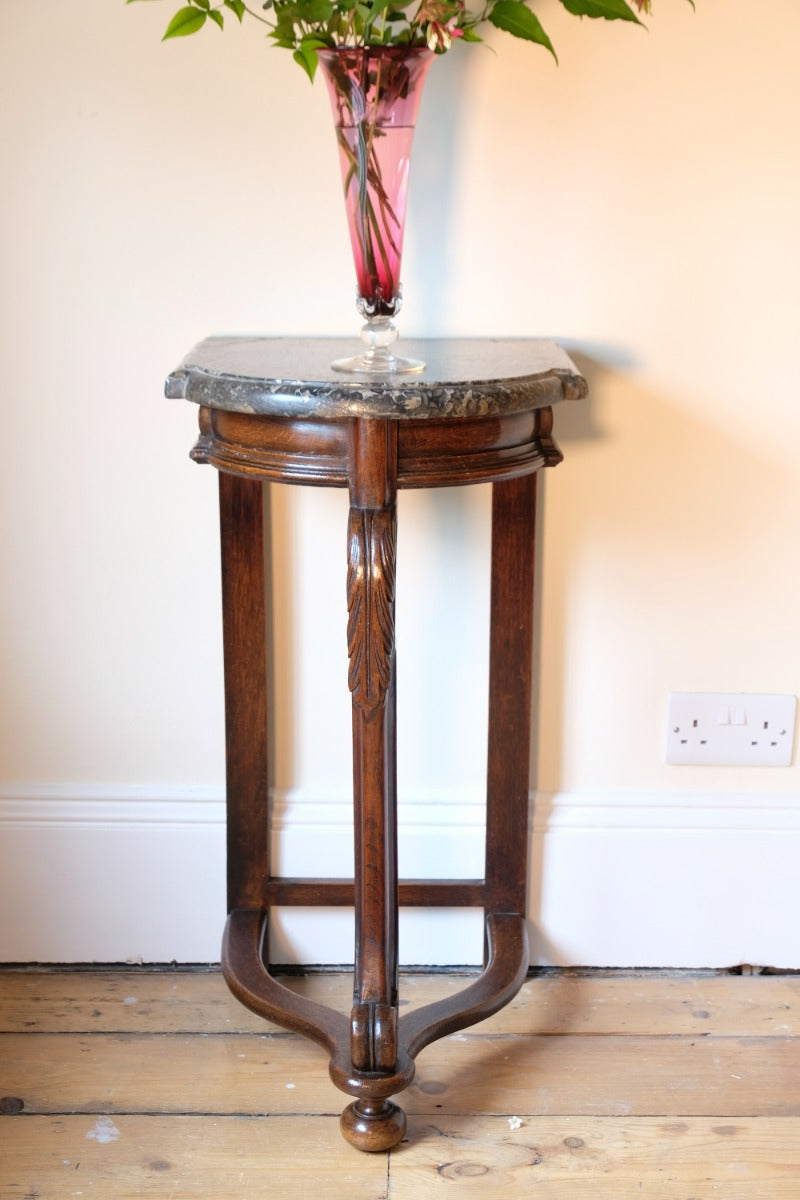 Mahogany & Marble Serpentine Console Table