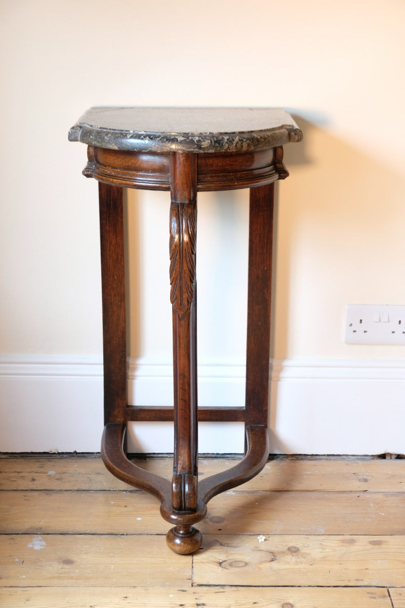 Mahogany & Marble Serpentine Console Table