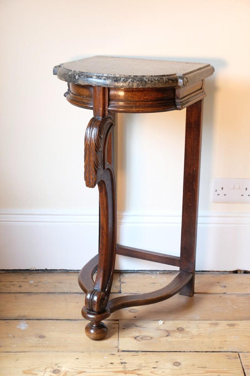 Mahogany & Marble Serpentine Console Table