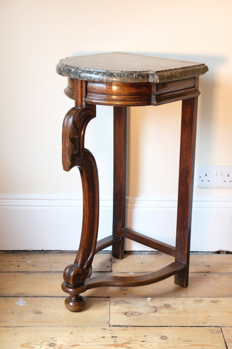 Mahogany & Marble Serpentine Console Table