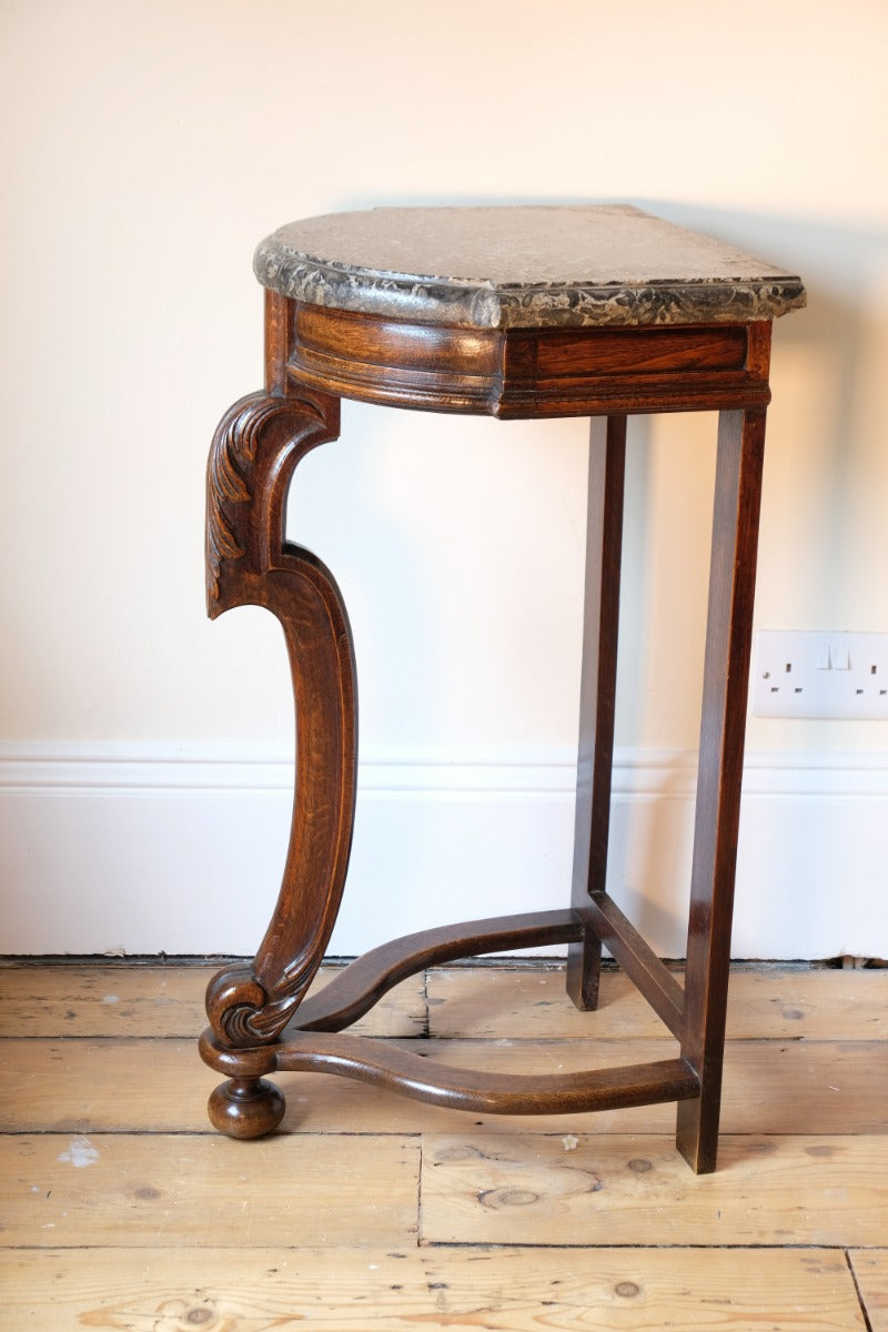 Mahogany & Marble Serpentine Console Table