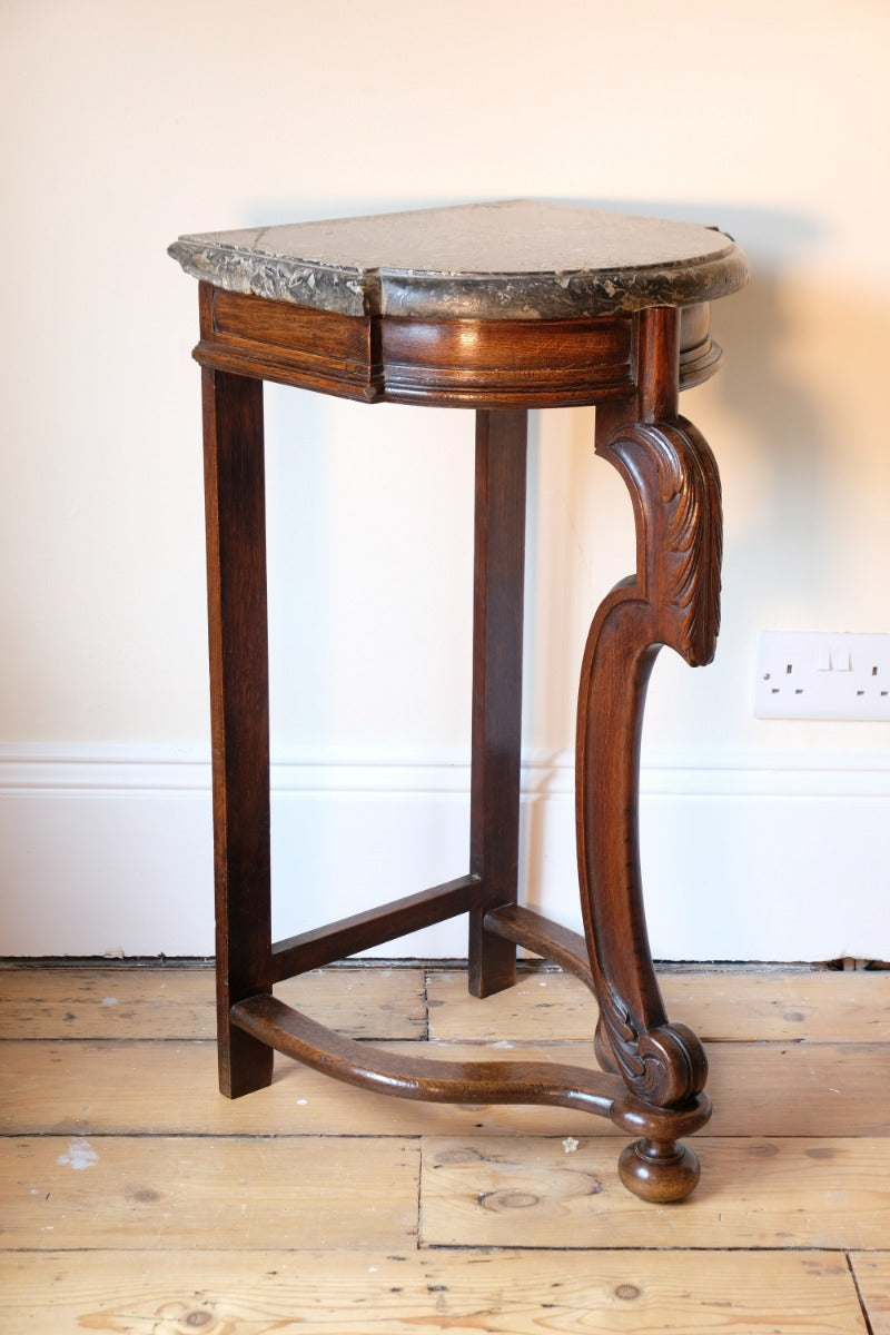 Mahogany & Marble Serpentine Console Table