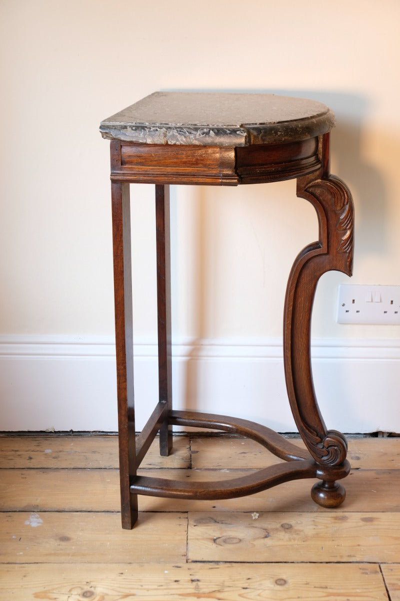 Mahogany & Marble Serpentine Console Table