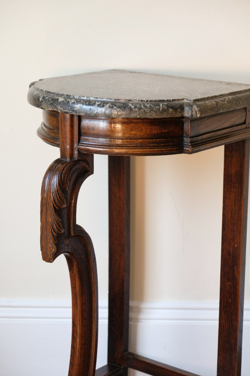 Mahogany & Marble Serpentine Console Table