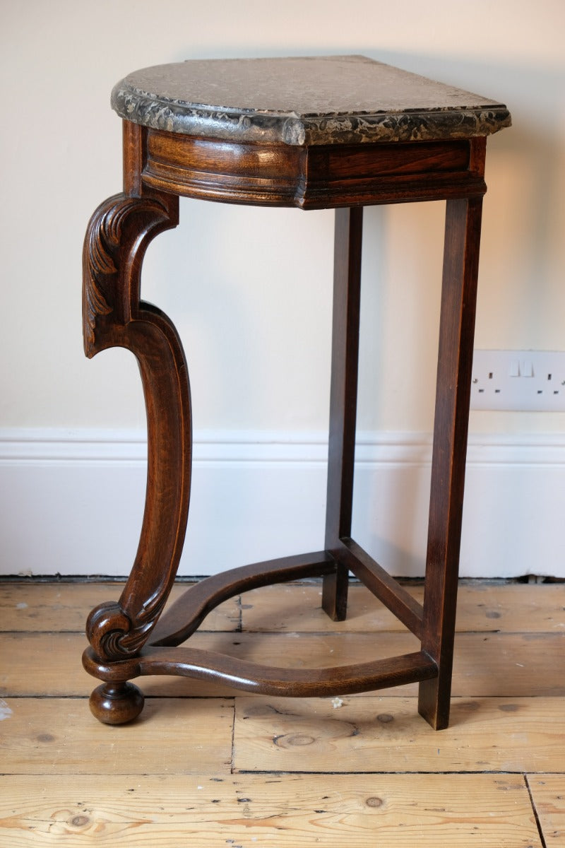 Mahogany & Marble Serpentine Console Table