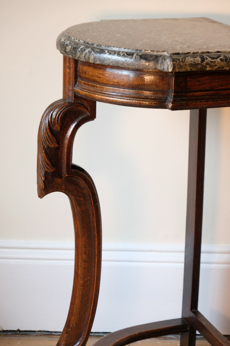 Mahogany & Marble Serpentine Console Table