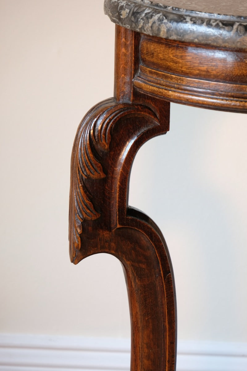 Mahogany & Marble Serpentine Console Table