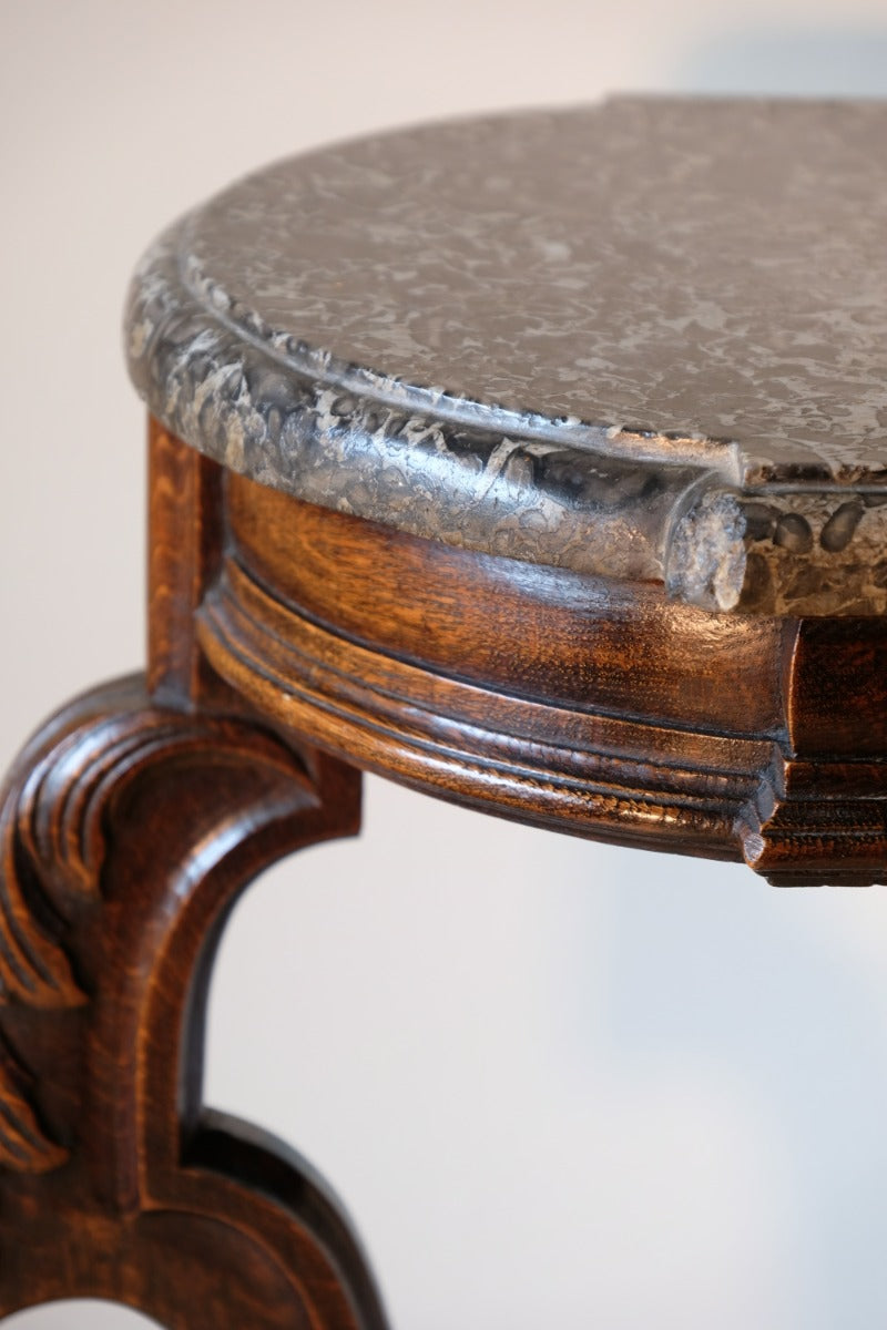 Mahogany & Marble Serpentine Console Table