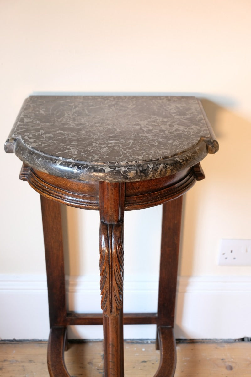 Mahogany & Marble Serpentine Console Table