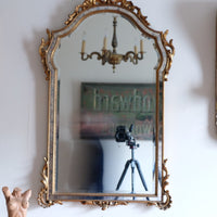 Detailing of the Italian Baroque Giltwood Wall Mirror 1957