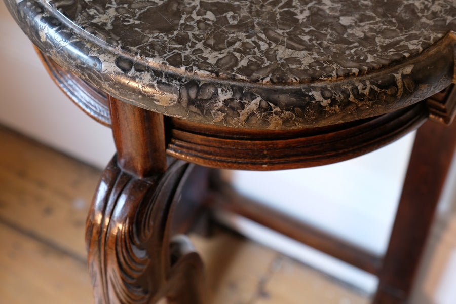 Mahogany & Marble Serpentine Console Table