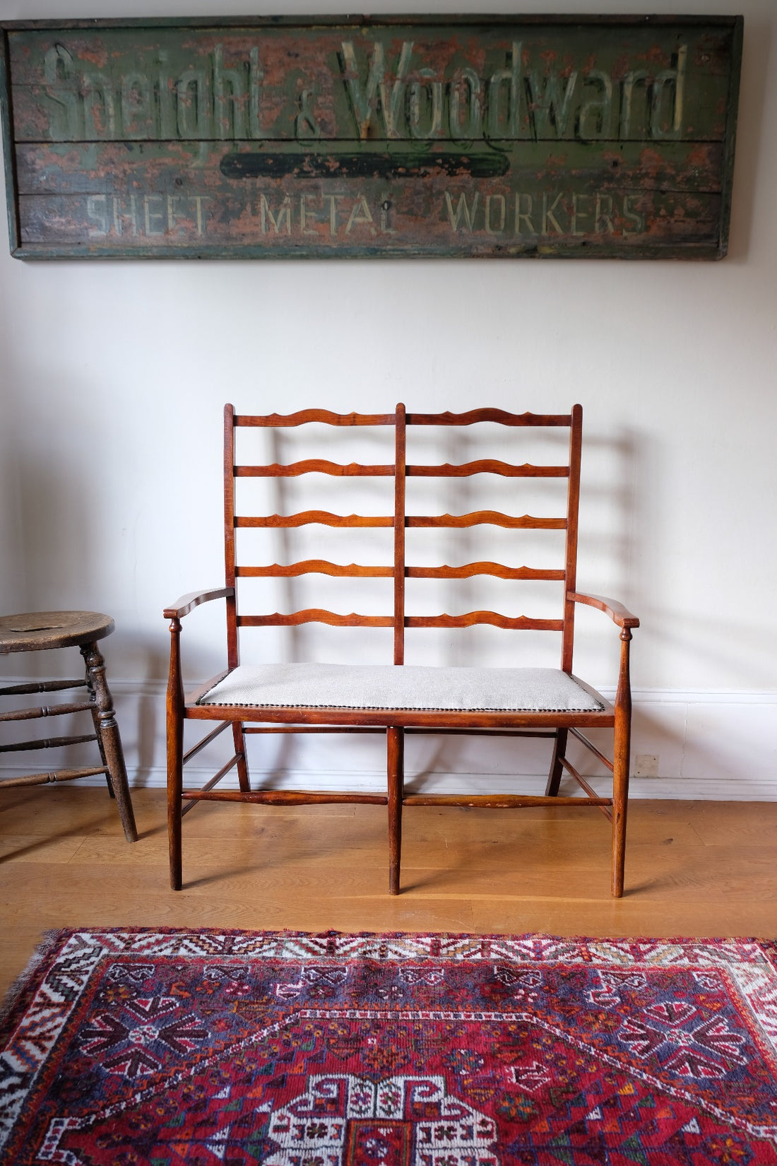 antique english country hallway bench