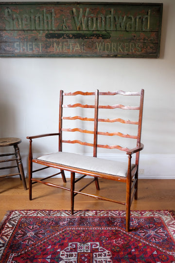 english ladder back beech bench late 19th century