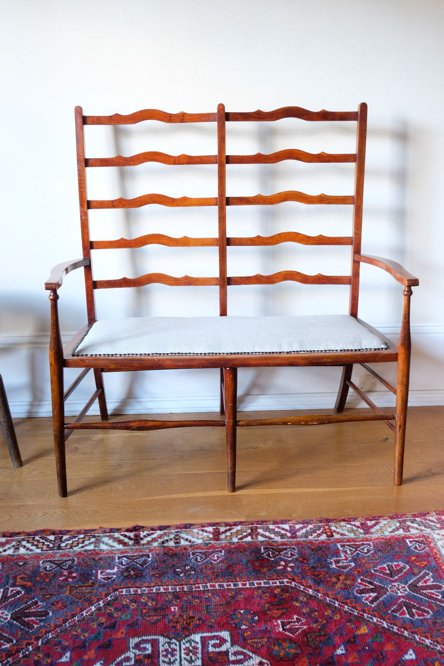 english ladder back beech bench late 19th century