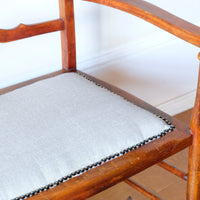 beech bench with horsehair linen seat