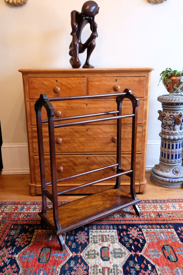 Victorian Inlaid Rosewood Towel Rail Clothes Horse Antique Stand