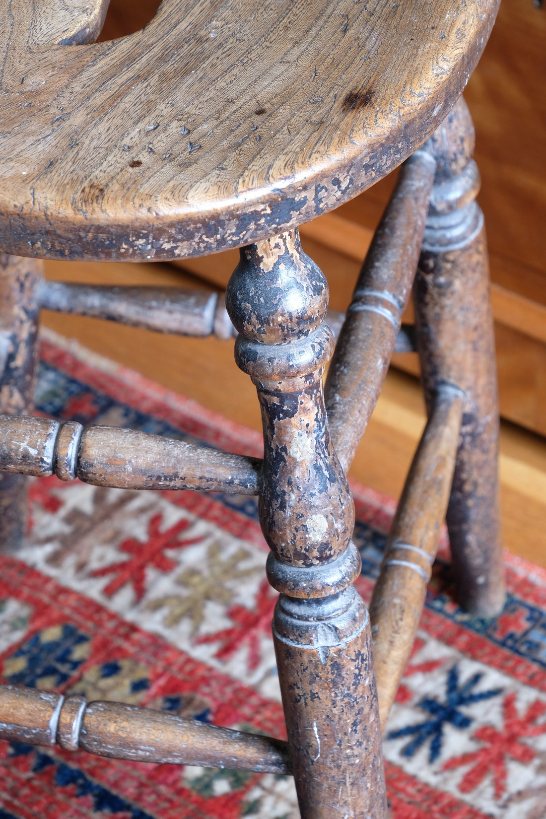 seat top and legs - Antique Victorian Elm Stool With Oval Top And Turned Legs Circa 1860