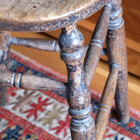 seat top and legs - Antique Victorian Elm Stool With Oval Top And Turned Legs Circa 1860