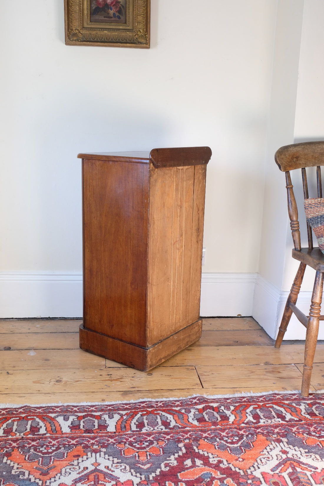 back view - 19th Century Mahogany Bedside Cupboard with Single Door & Curved Corners