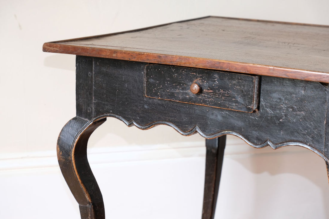 18th Century Ebonised Side Table With A Single Drawer