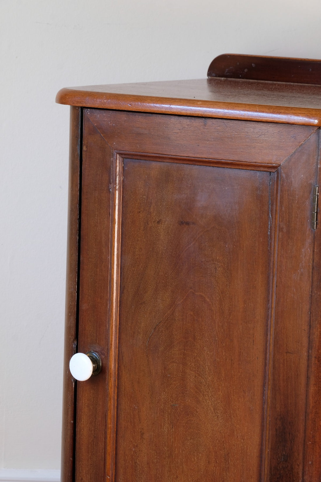 Door view - 19th Century Mahogany Bedside Cupboard with Single Door & Curved Corners