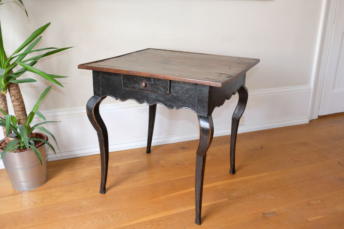 18th Century Ebonised Side Table With A Single Drawer