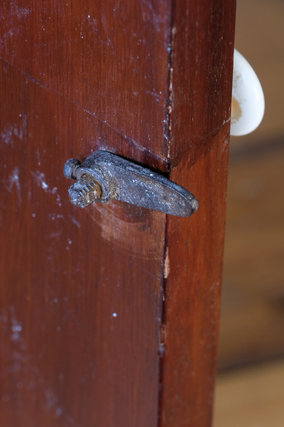 primitive knob latch - 19th Century Mahogany Bedside night stand Cupboard with Single Door & Curved Corners
