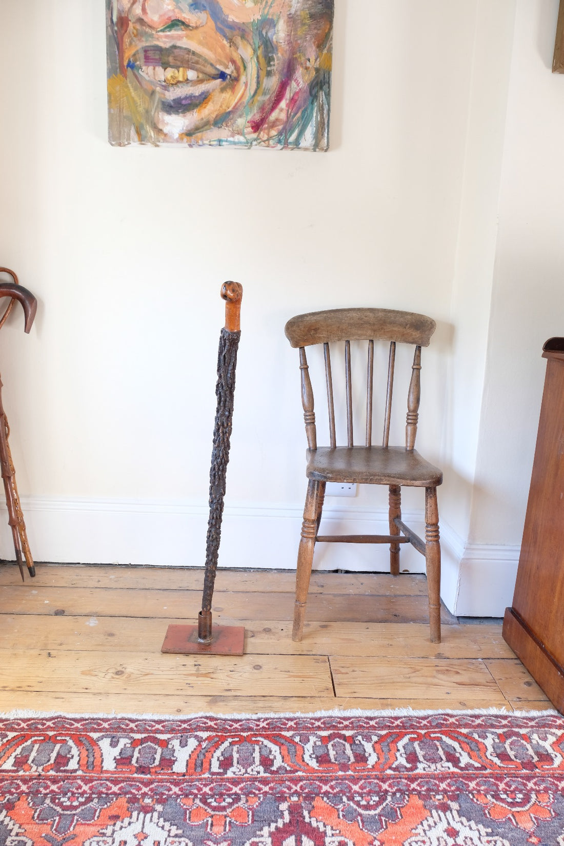 Irish Blackthorn Walking Stick with Boxwood Handle – Antique