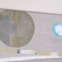 Detail view large abstract oil painting minimal geometric shapes