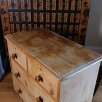 top of a close pp of view on a Victorian Pine Chest of Drawers – Two Small Over Two Deep