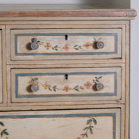 close up fo drawers - Antique French Painted Commode with Central Deep Drawer, Circa 1800