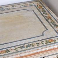 close up painted top  - Antique French Painted Commode with Central Deep Drawer, Circa 1800