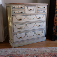 angled shot - Antique French Painted Commode with Central Deep Drawer, Circa 1800