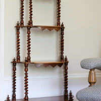 Walnut Étagère With Waterfall Shelves  & Barley Twist Columns