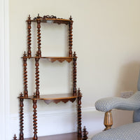 Walnut Étagère With Waterfall Shelves  & Barley Twist Columns