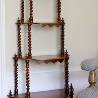 Walnut Étagère With Waterfall Shelves  & Barley Twist Columns