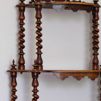 Walnut Étagère With Waterfall Shelves  & Barley Twist Columns