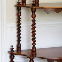 Walnut Étagère With Waterfall Shelves  & Barley Twist Columns