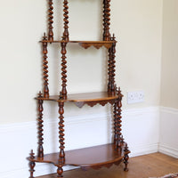 Walnut Étagère With Waterfall Shelves  & Barley Twist Columns