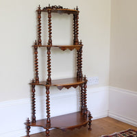 Walnut Étagère With Waterfall Shelves  & Barley Twist Columns