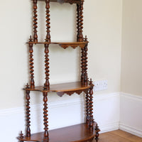 Walnut Étagère With Waterfall Shelves  & Barley Twist Columns