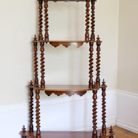 Walnut Étagère With Waterfall Shelves  & Barley Twist Columns